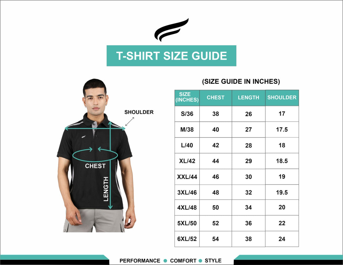 ASI Mac Polo T-Shirt Size Chart