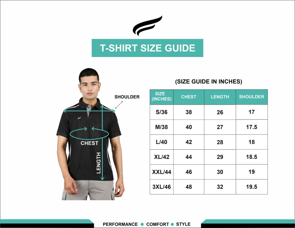ASI Spur T-Shirt Size Chart