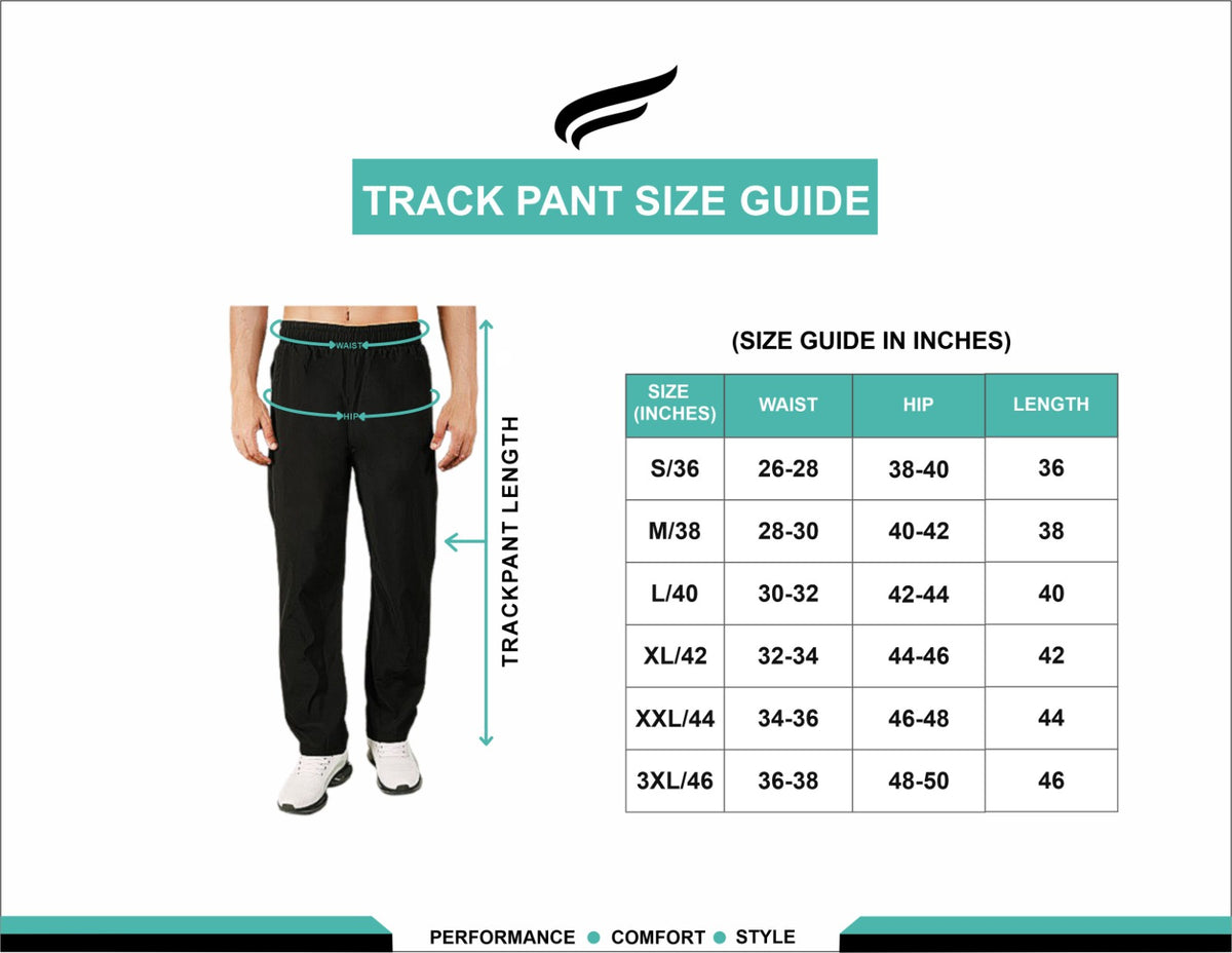 ASI Blend Track Pant Size Chart