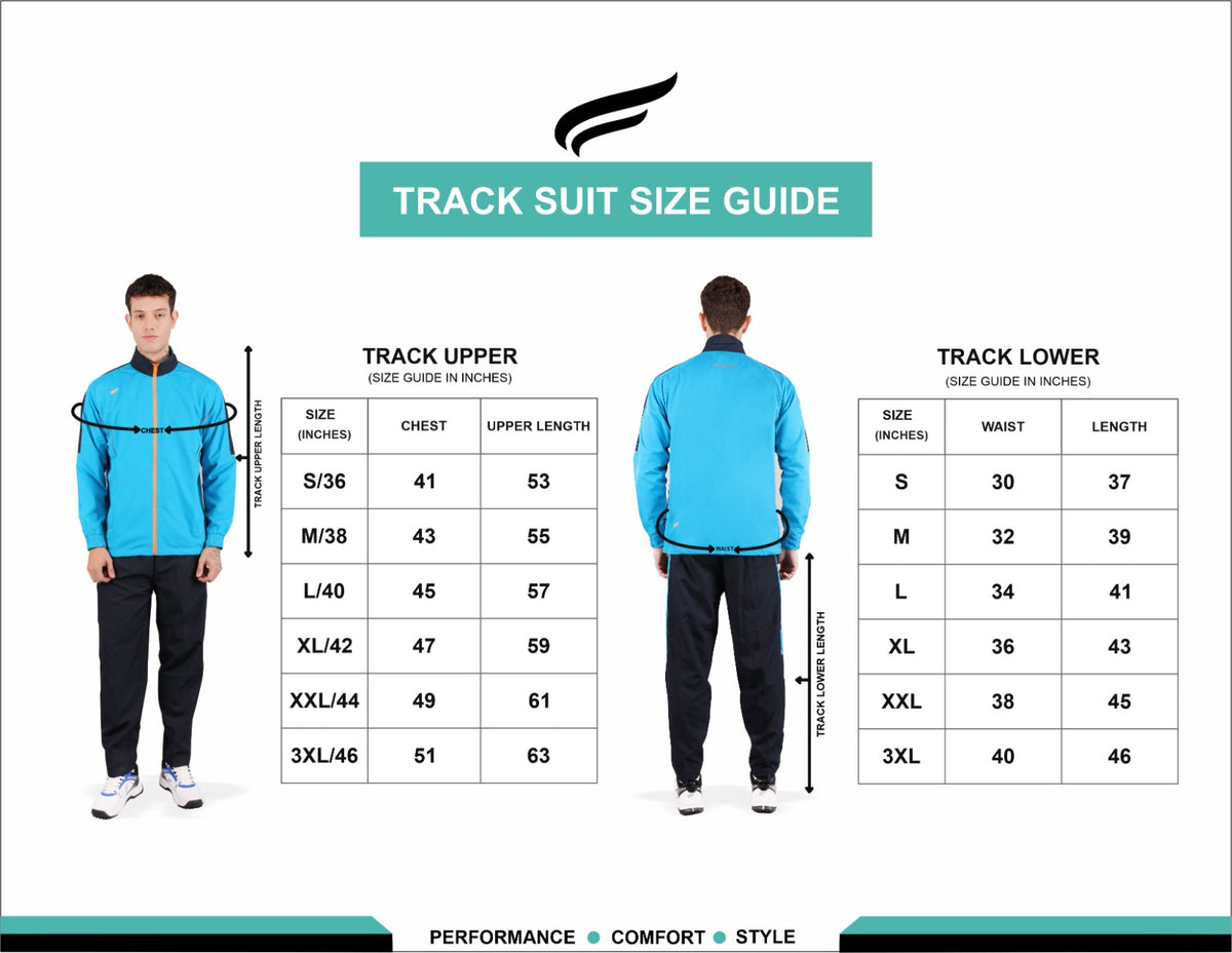 ASI Chief Tracksuit | Dark Grey Size Chart